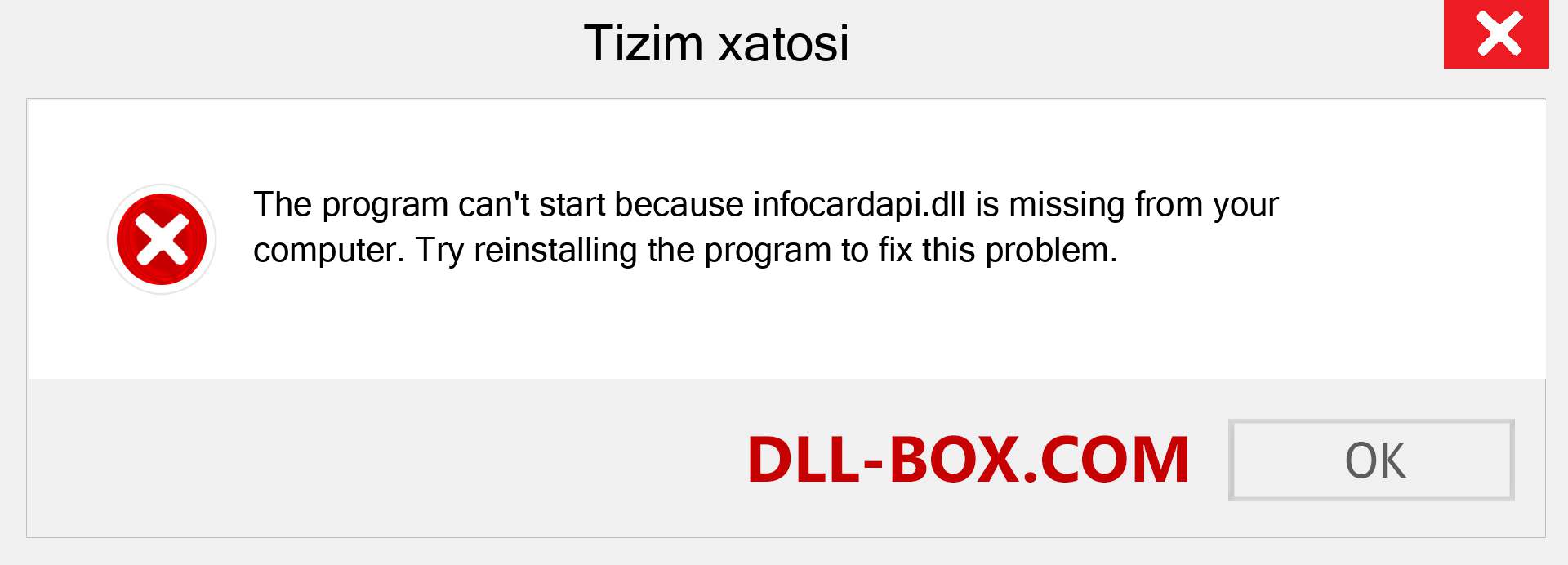 infocardapi.dll fayli yo'qolganmi?. Windows 7, 8, 10 uchun yuklab olish - Windowsda infocardapi dll etishmayotgan xatoni tuzating, rasmlar, rasmlar